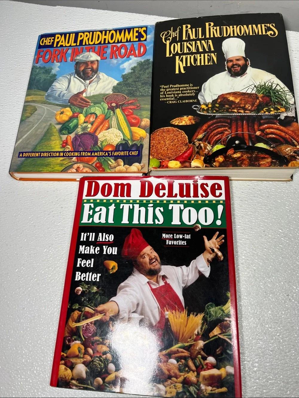 2 Chef Paul Prudhomme's and 1 Dom DeLuise Cookbooks Great Condition